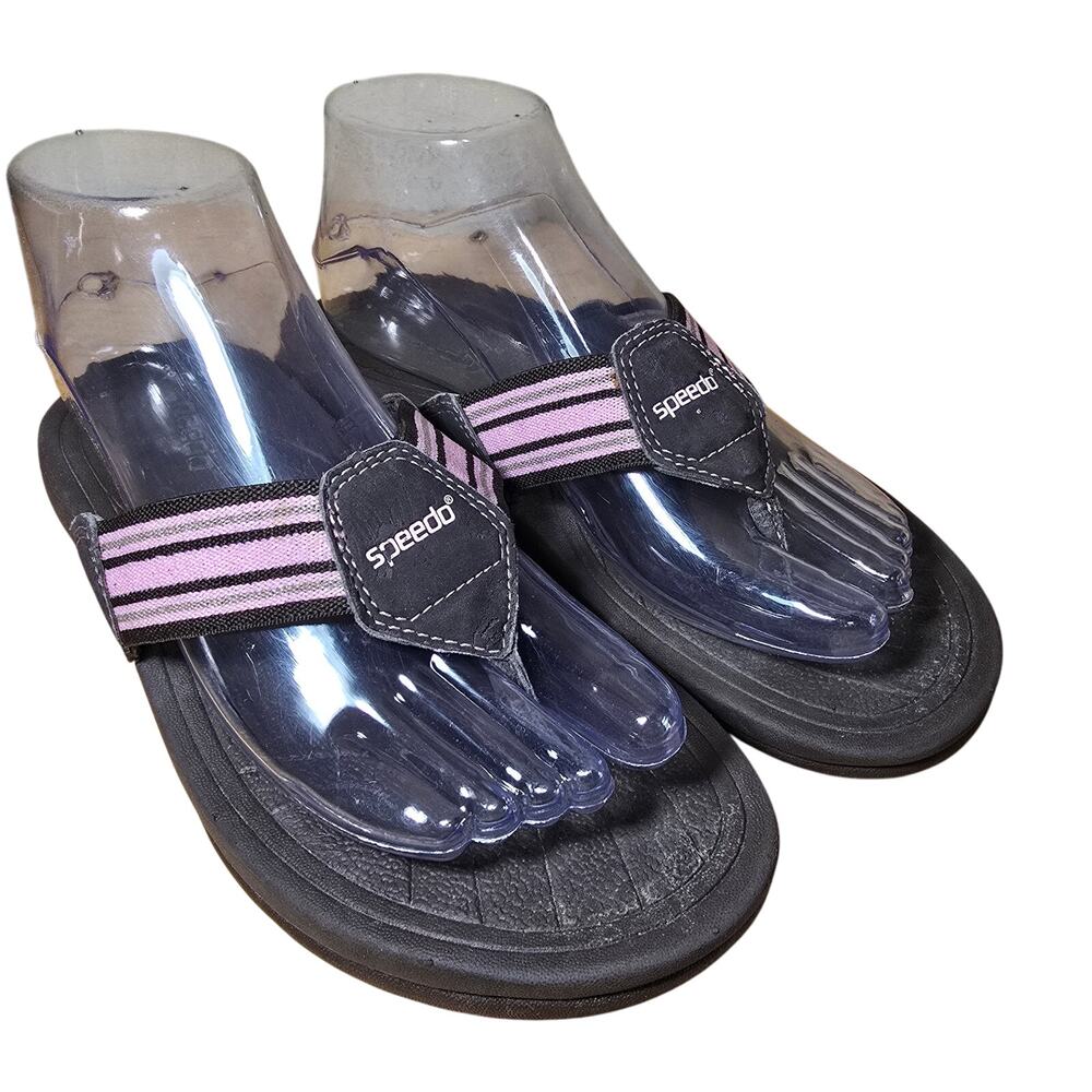 Women's Brown Pink Speedo Flip Flops Size 7 Striped Sandals